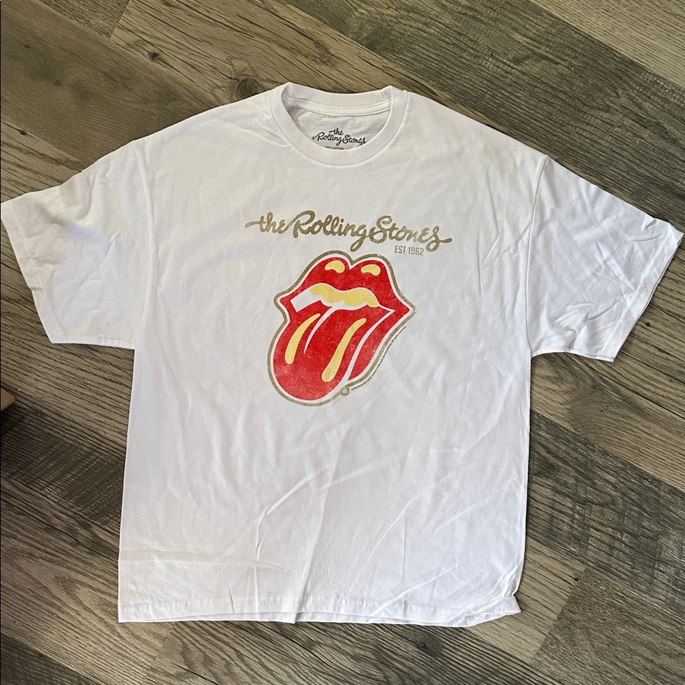 The Rolling Stones lips White Cotton‎ T-Shirt size large